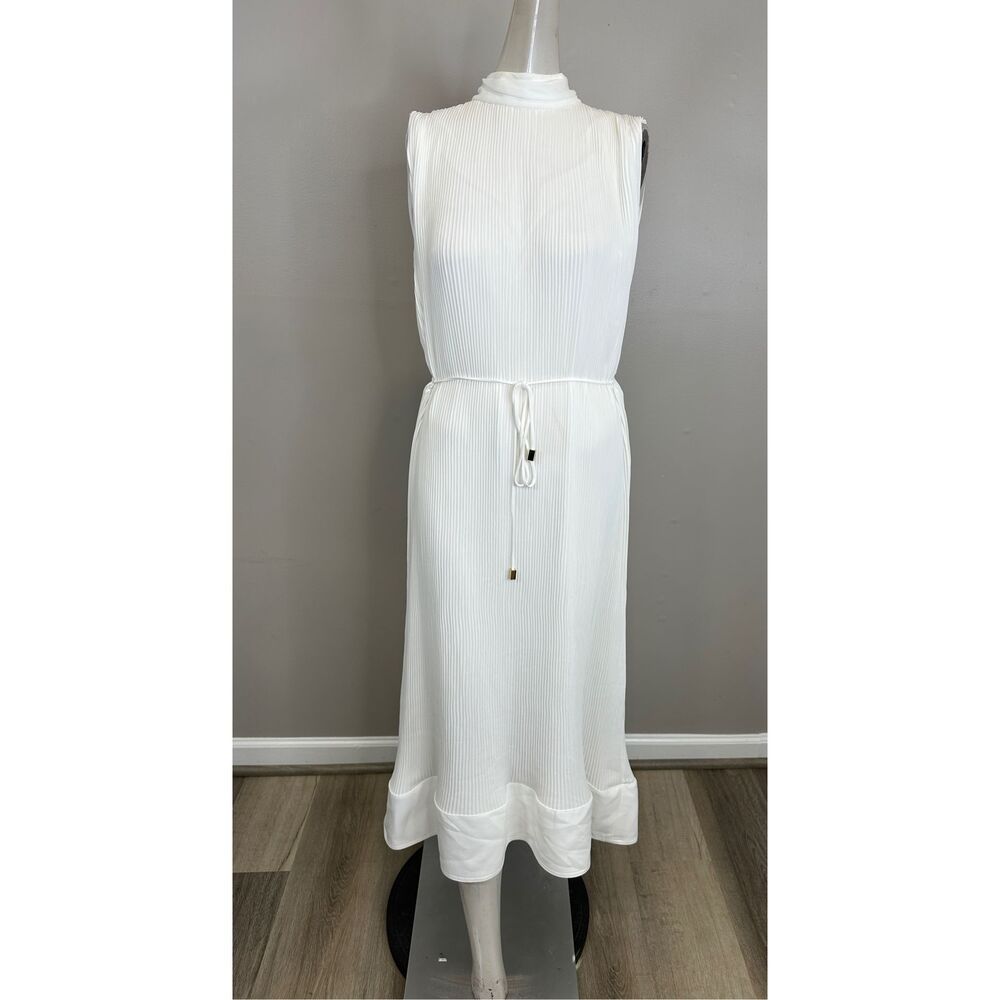 MILLY Melina Solid Pleated Dress Size 4 $425 - Picture 4 of 10
